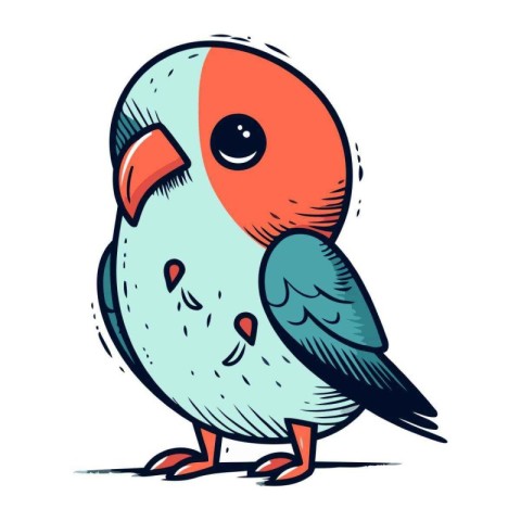 Cute cartoon parrot. Hand drawn vector illustration isolated on