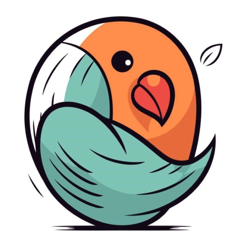 Illustration of a Cute Cartoon Bird in the Shape of a Bird