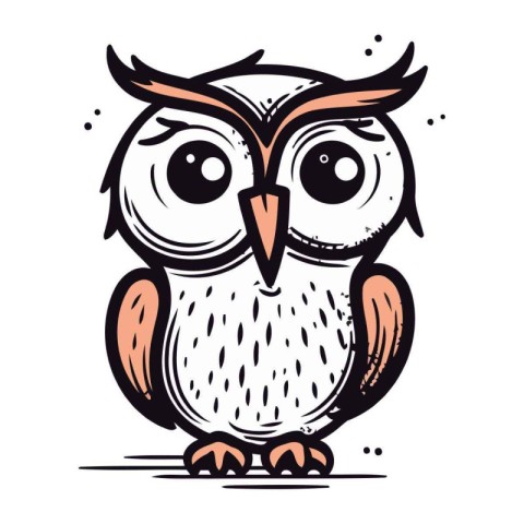 Cute owl isolated on white background. Hand drawn vector illustr