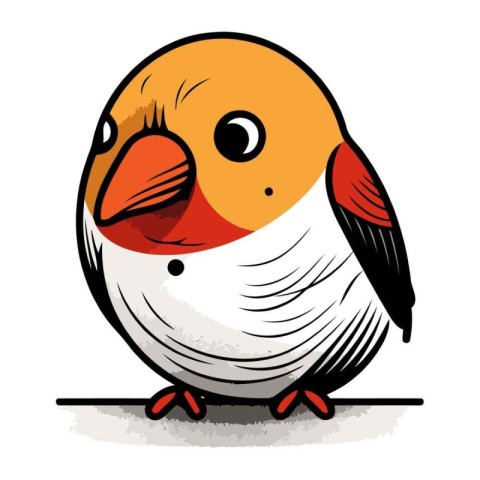 Illustration of a cute bullfinch on a white background.