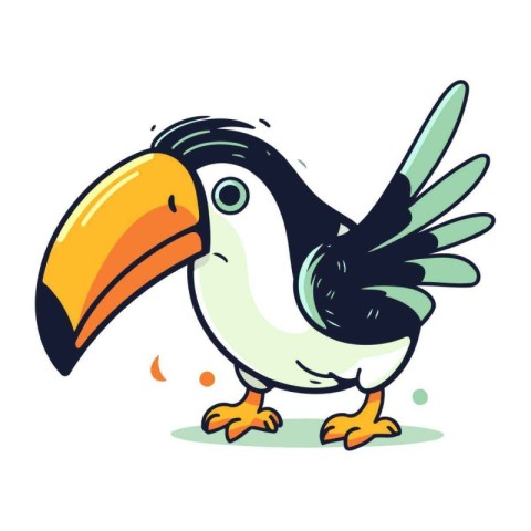 Cute cartoon toucan. Vector illustration isolated on white backg