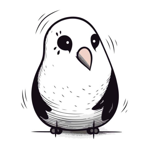 Vector illustration of a cute cartoon penguin on a white backgro