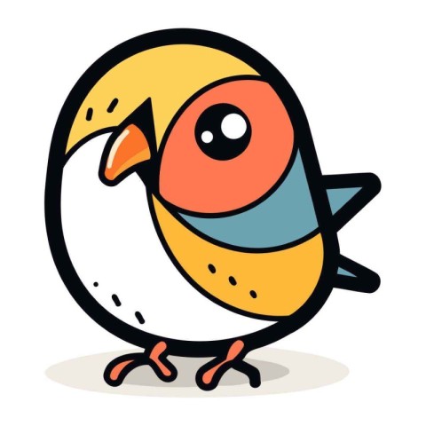 Vector illustration of cute cartoon bird. Isolated on white back