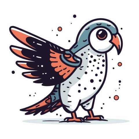 Vector illustration of a cute cartoon parrot. Hand drawn bird.