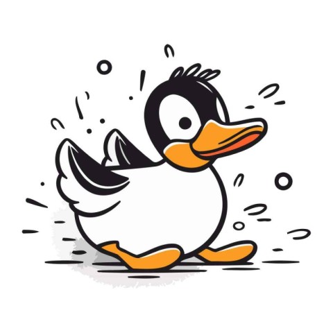 Cartoon funny duck. Vector illustration. Isolated on white backg