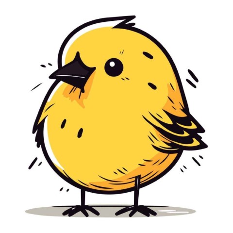 Vector illustration of a cute little yellow chick on a white bac