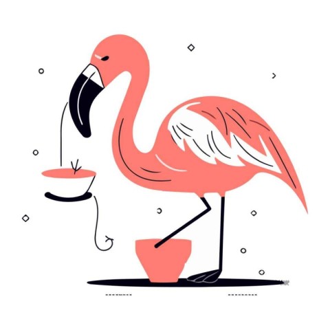 Flamingo. Vector illustration in flat style isolated on white ba