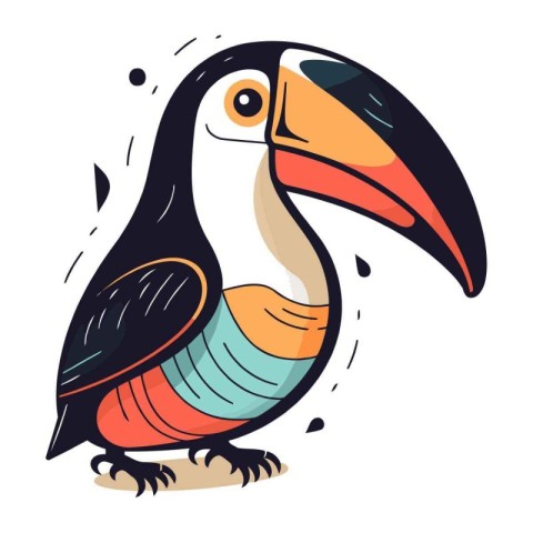 Cartoon toucan. Vector illustration isolated on a white backgrou