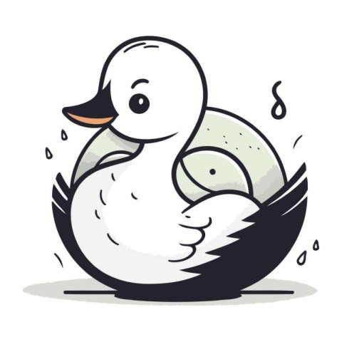 Illustration of a cute duck on a white background. Vector.