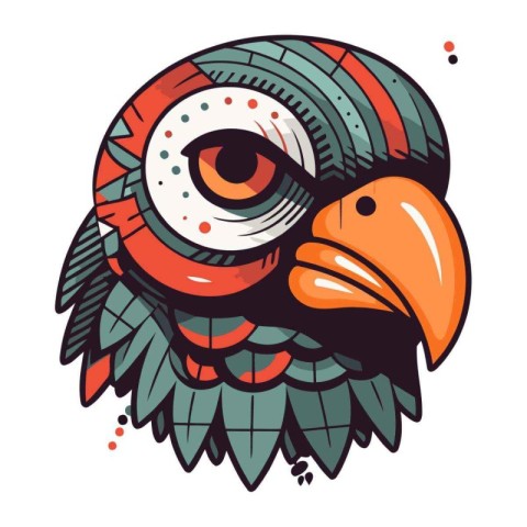 Vector illustration of an indian parrot head on white background