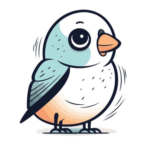 Cute little bird. Cartoon vector illustration. Isolated on white