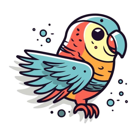 Parrot doodle. Vector illustration. Isolated on white background