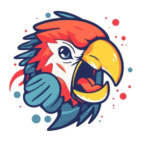 Parrot head mascot. Cartoon vector illustration isolated on whit