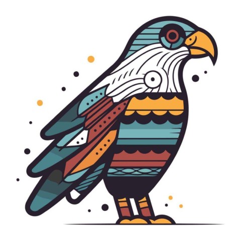 Vector illustration of a bird in ethnic style. Stylized vector i