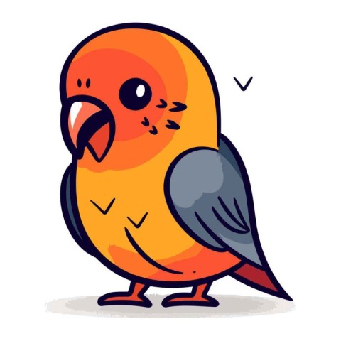 Cute cartoon bird. Vector illustration isolated on a white backg