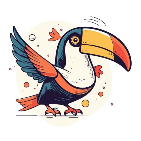 Hand drawn vector illustration of a cute toucan. Isolated object