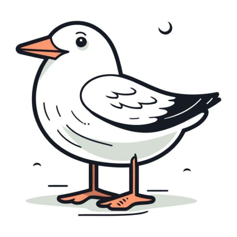 Vector illustration of a seagull standing on its hind legs.