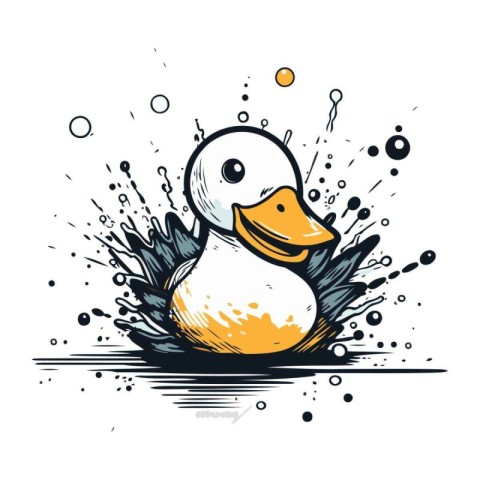 Duck. Hand drawn vector illustration in sketch style. Isolated o