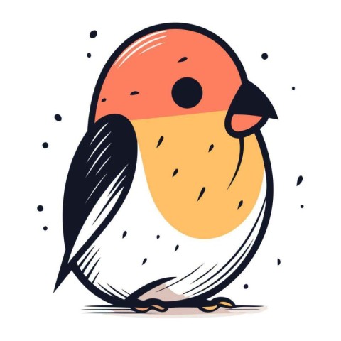 Vector illustration of cute bird. Isolated on white background.