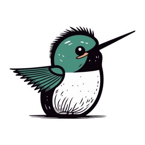 vector illustration of a cute little hummingbird isolated on a w