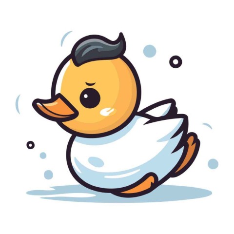 Cute cartoon duck. Vector illustration. Isolated on white backgr