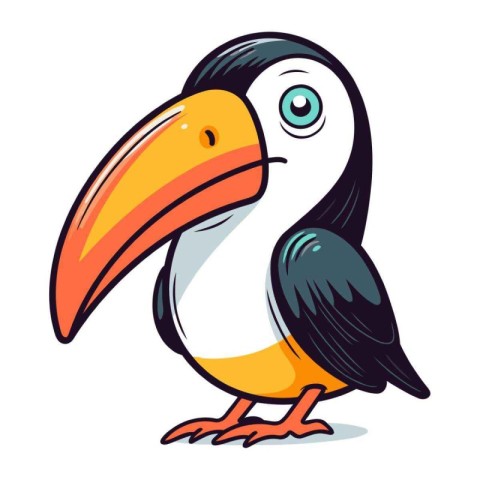 Cartoon toucan bird isolated on white background. Vector illustr