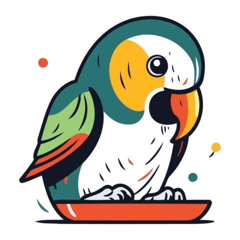 Cute parrot. Vector illustration isolated on a white background.