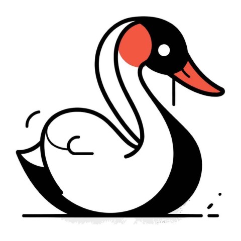 Swan on a white background. Vector illustration in cartoon style