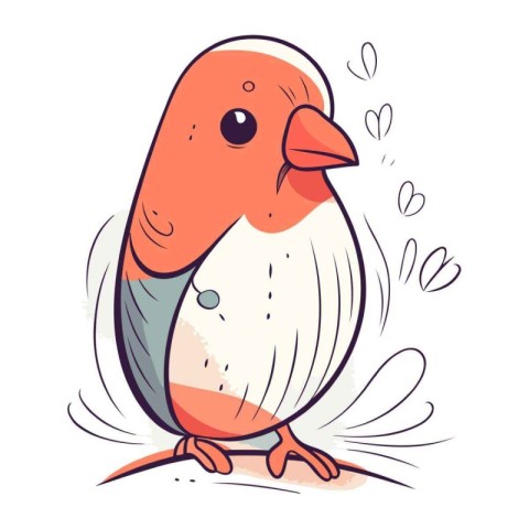 Vector illustration of a cute little red bird on a white backgro