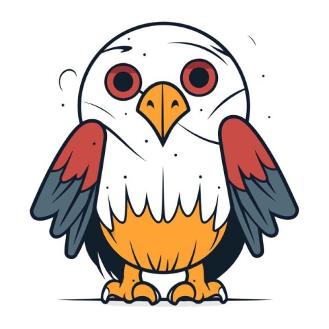 Eagle vector illustration. Cute cartoon character. Funny bird.