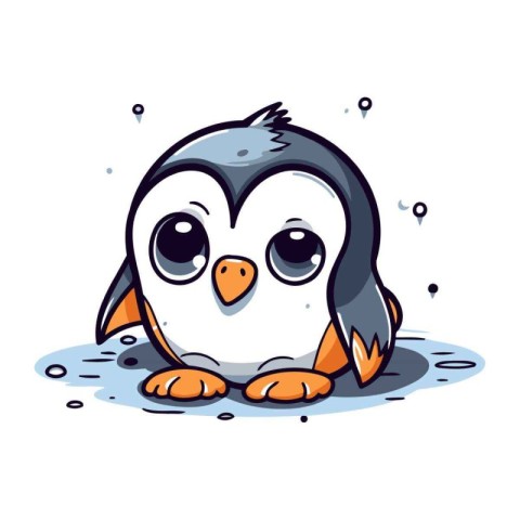 Cute penguin. Vector illustration of a cartoon penguin on a whit