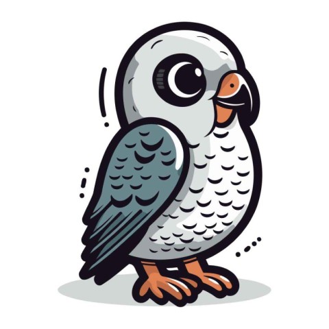 Vector illustration of a cute grey parrot isolated on white back