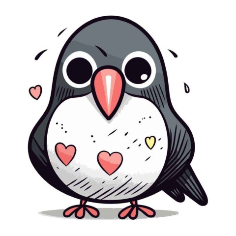 Cute penguin in love. Vector illustration isolated on white back