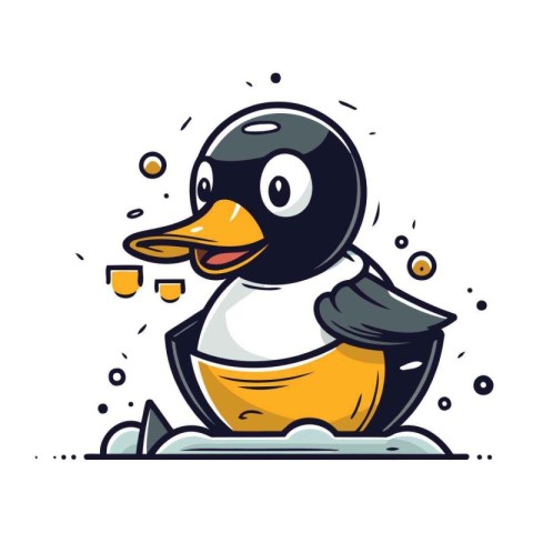 Vector illustration of a cute cartoon duck. Isolated on white ba