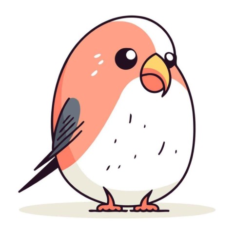 Bullfinch. Cute cartoon bird. Vector illustration isolated on wh