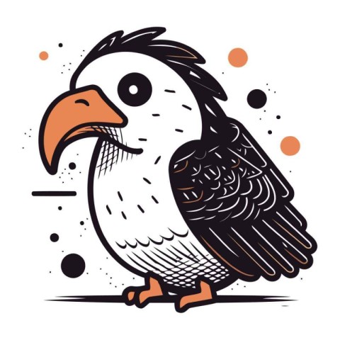 Cute hand drawn vector illustration of a bird. Cartoon style.