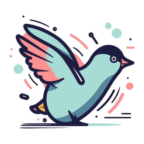 Pigeon with wings. Vector illustration of a bird in flat style.