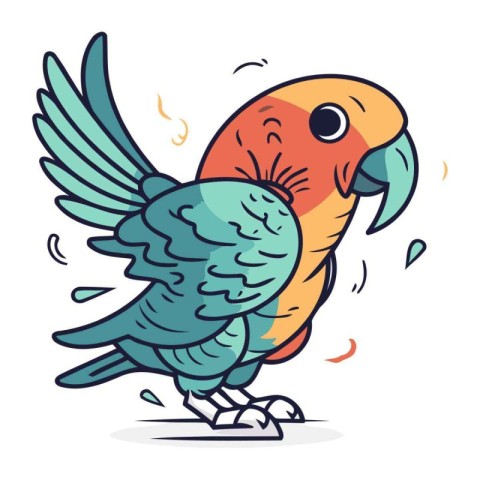 Parrot vector illustration. Hand drawn doodle parrot icon.