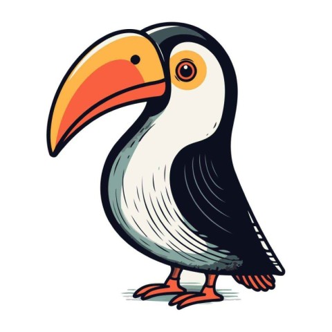 Cartoon toucan bird isolated on white background. Vector illustr