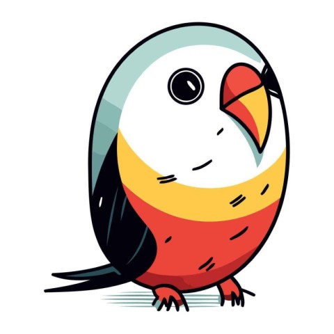 Cute cartoon parrot. Vector illustration isolated on white backg