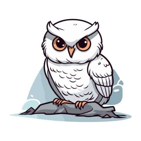 Owl sitting on a branch. Cute cartoon vector illustration.