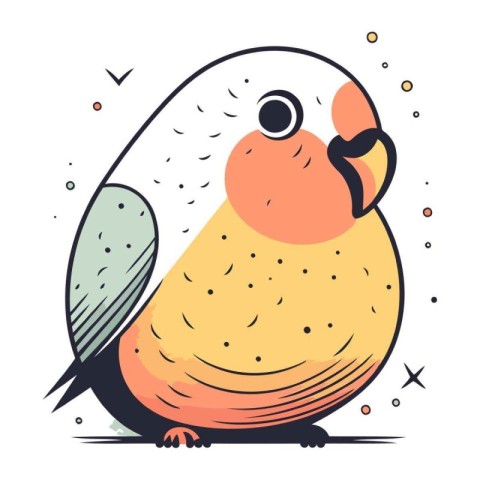 Cute parrot. Hand drawn vector illustration in cartoon style.