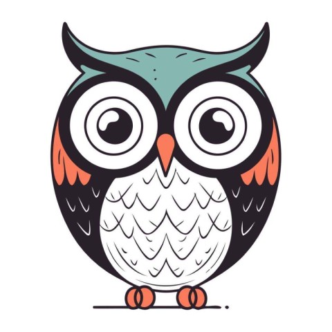 Owl isolated on white background. Vector illustration in cartoon