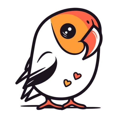 Vector illustration of a cute cartoon parrot with hearts in its