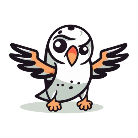 Cute owl with wings isolated on white background. Vector illustr