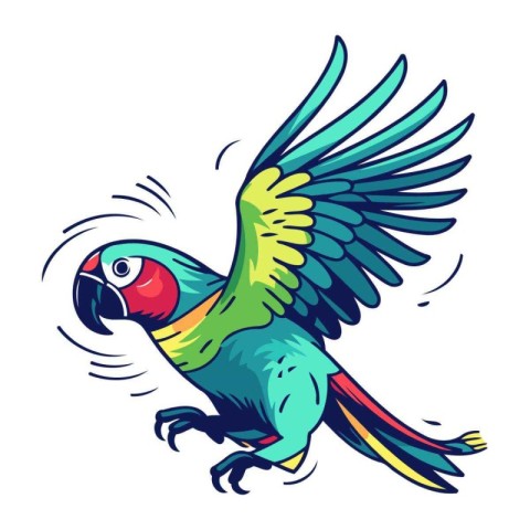 Parrot isolated on white background. Colorful vector illustratio