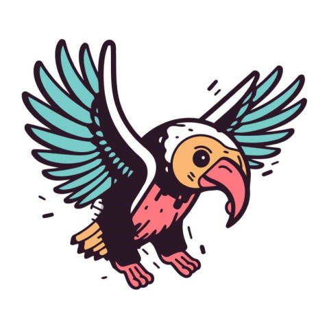 Illustration of a vulture bird with wings. Vector illustration.