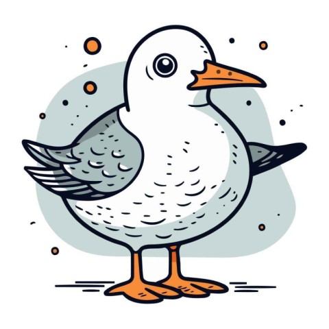 Vector illustration of a seagull on a white background. Cartoon