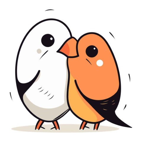 Cute couple of birds. Cartoon vector illustration isolated on wh