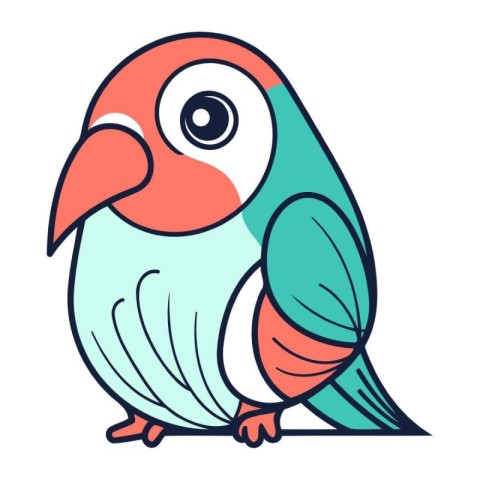 Cute parrot icon in doodle style isolated on white background